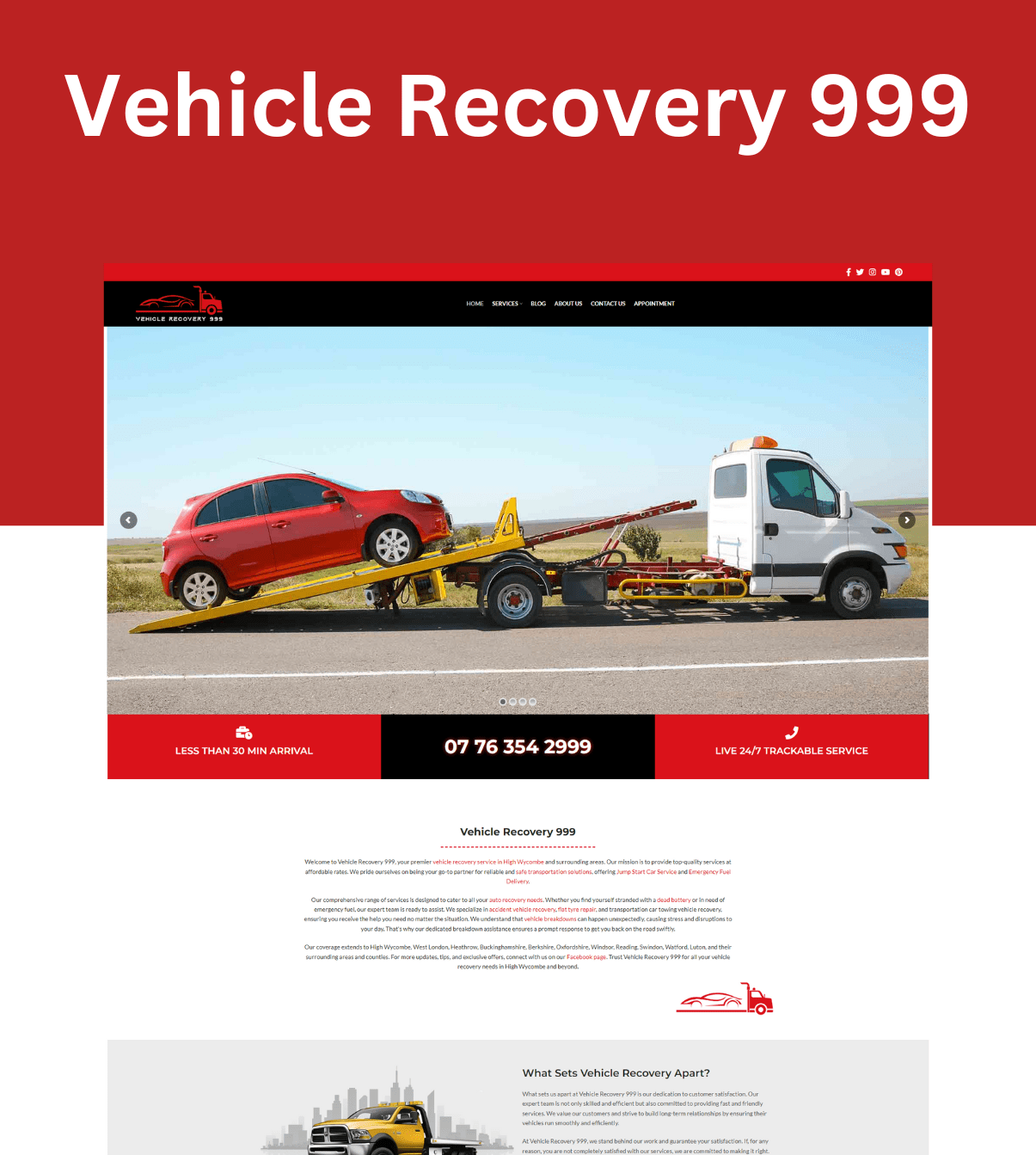 Vehicle Recovery 999 - BSNS Projects - Portfolio - web design