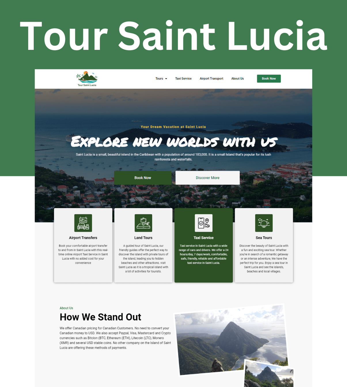 BSNS Portfolio - Tour Saint lucia - Web design